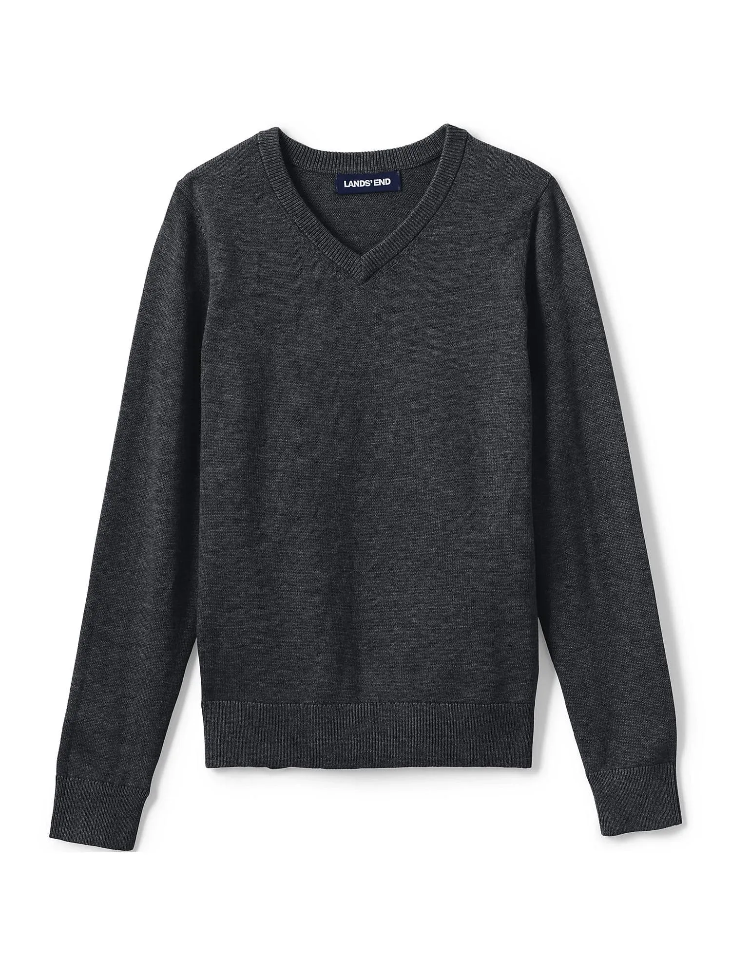 Lands' End School Uniform Boys Cotton Modal Fine Gauge V-Neck Sweater