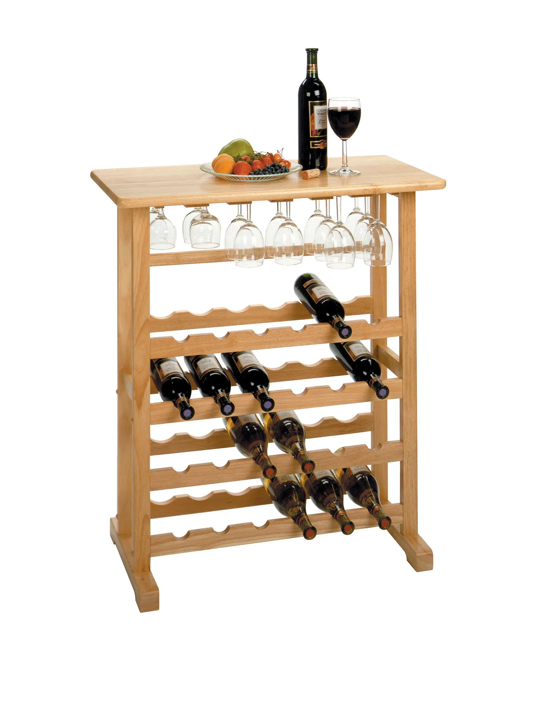 Winsome Wood 83024 24-bottle Wine Rack With Glass Rack