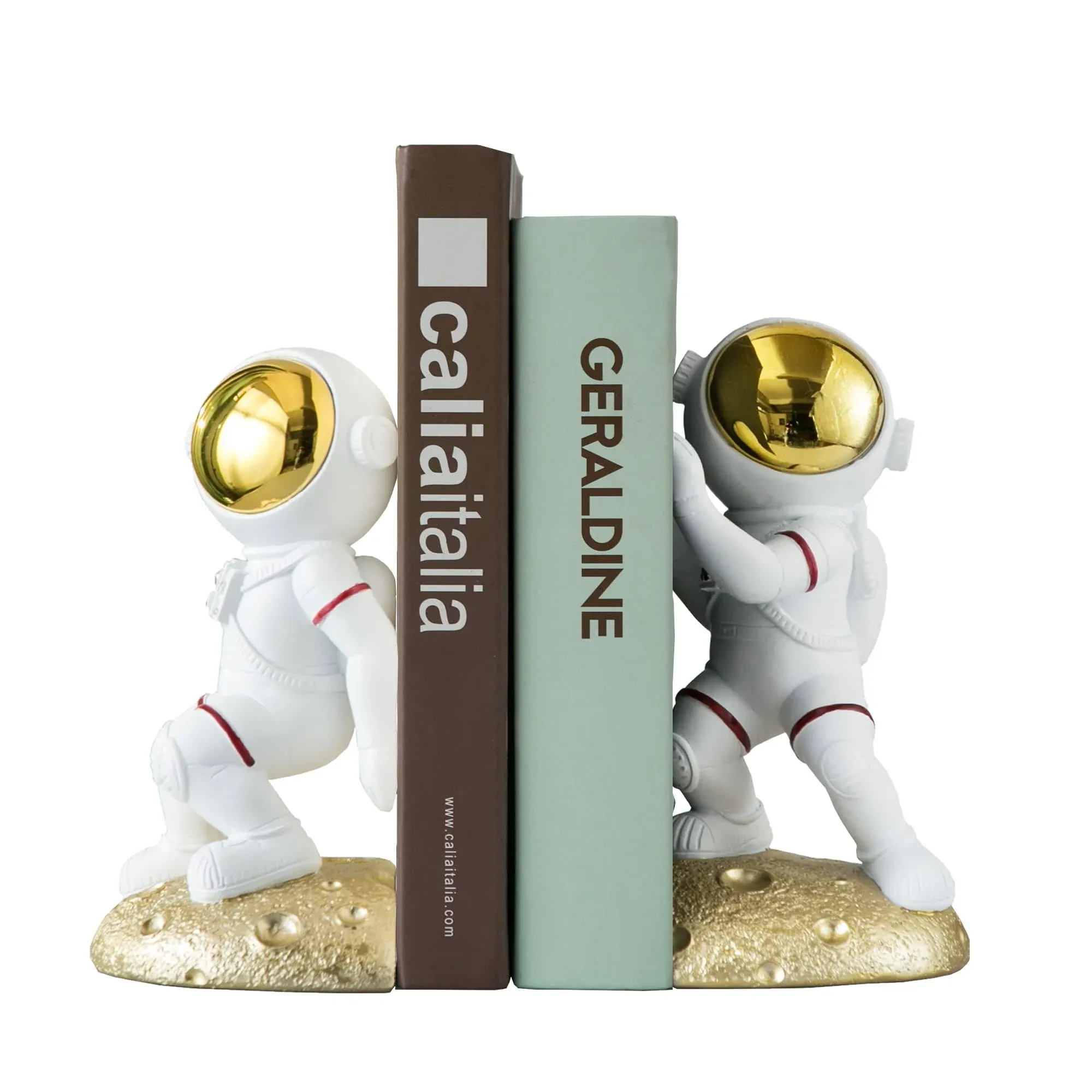 Banllis Space Theme Bookends for Shelves, Astronaut Moon Book Ends for Kids Room ...