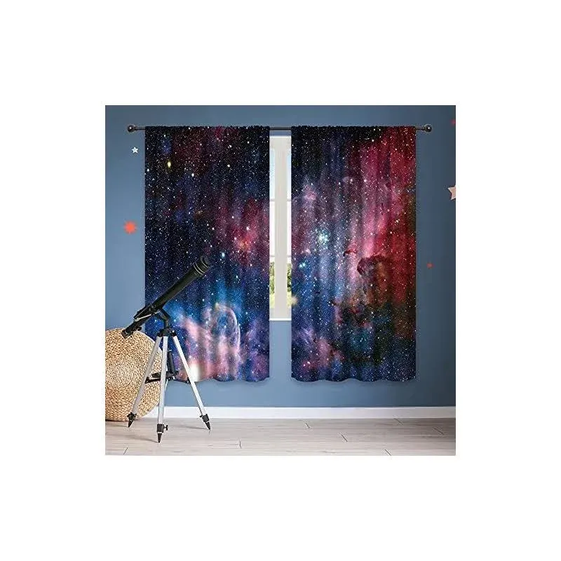 Riyidecor Galaxy Outer Space Curtains Rod Pocket