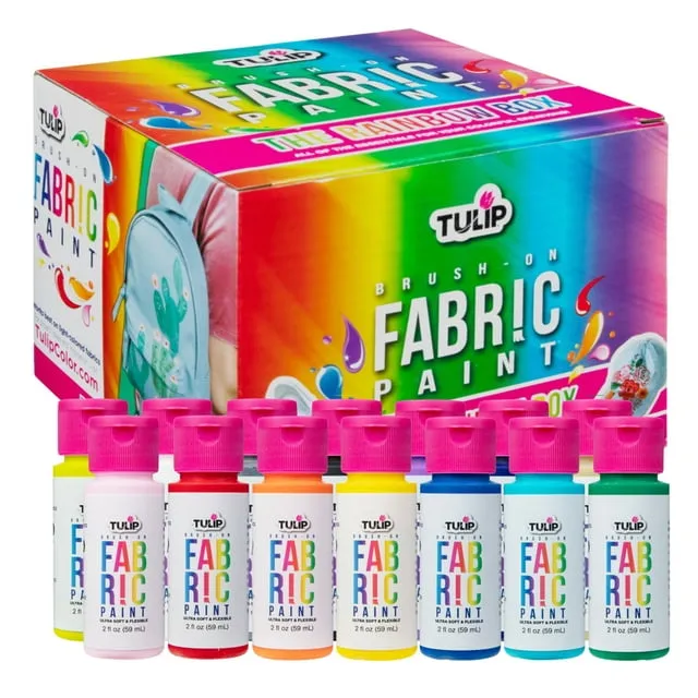 TULIP Brush-on Fabric Paints, 14 Colors 2 fl oz each, Permanent, Flexible