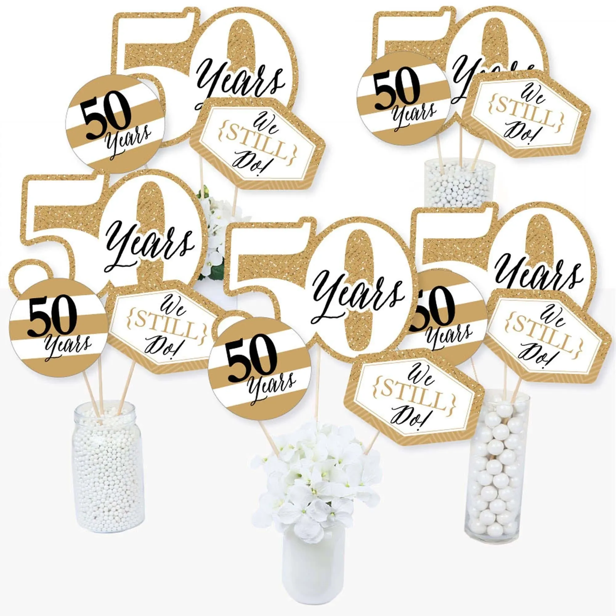 Big Dot of Happiness We Still Do 50th Wedding Anniversary Anniversary Party Picture Centerpiece Sticks Photo Table