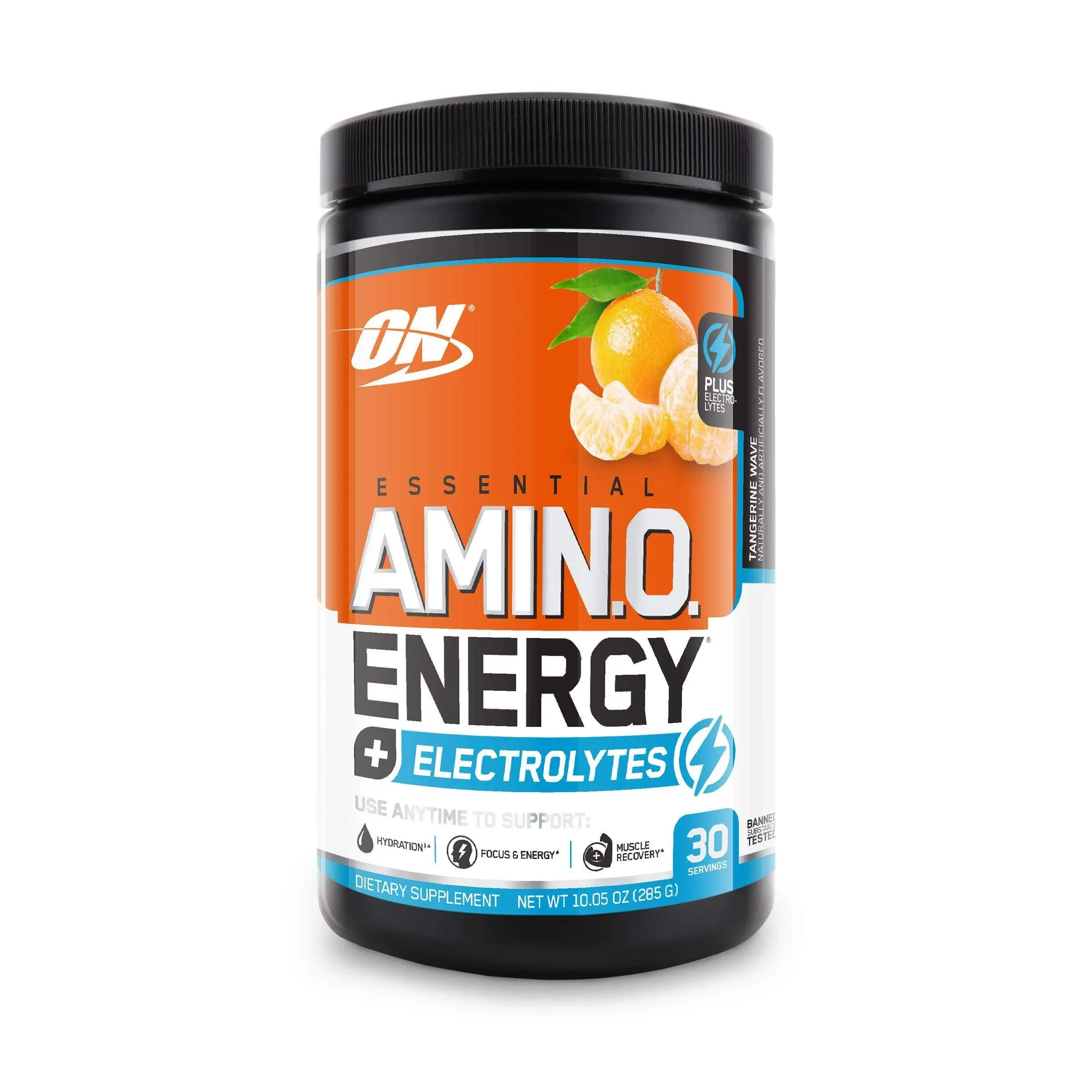 Optimum Nutrition Amino Energy Plus Electrolytes Energy Drink Powder, with Caffeine for Pre-Workout Energy and Amino Acids/BCAAs for Post-Workout Recovery, Tangerine Wave, 10.5 Ounces (30 Servings)