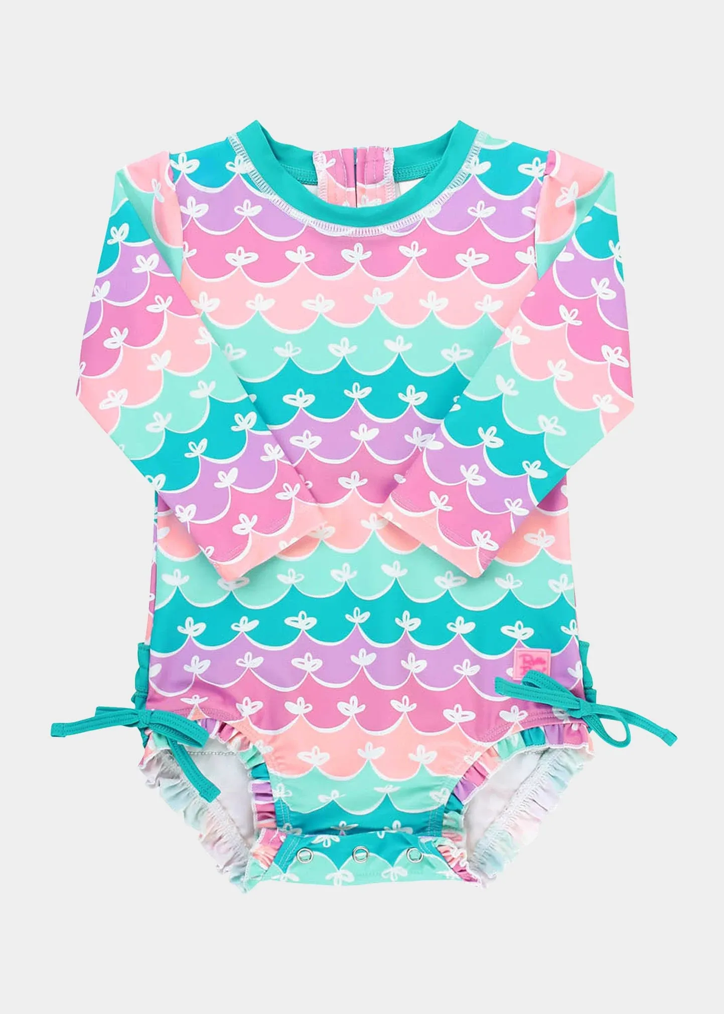 RuffleButts Mermaid One Piece Rash Guard - 3-6M