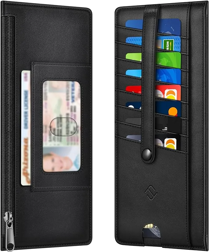  Slim Credit Card Wallet Holder Change Pouch, RFID Blocking Mattle Black