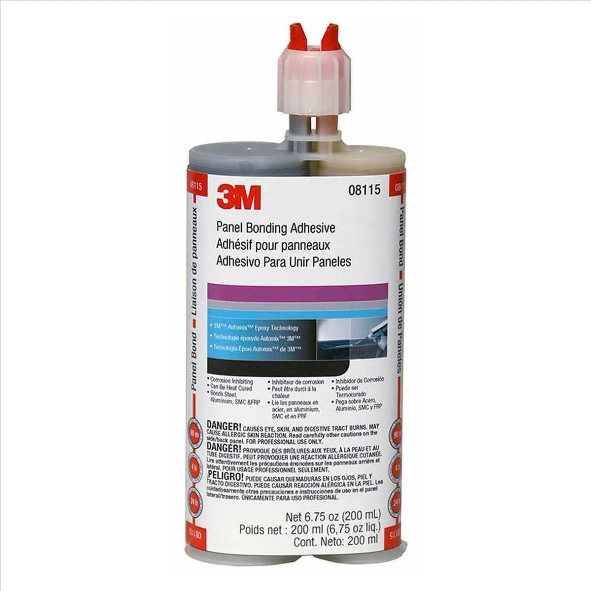 3M Panel Bonding Adhesive, 08115, OEM Recommended, Two-Part Epoxy, 200 ml/6.75 fl oz Cartridge, Black 