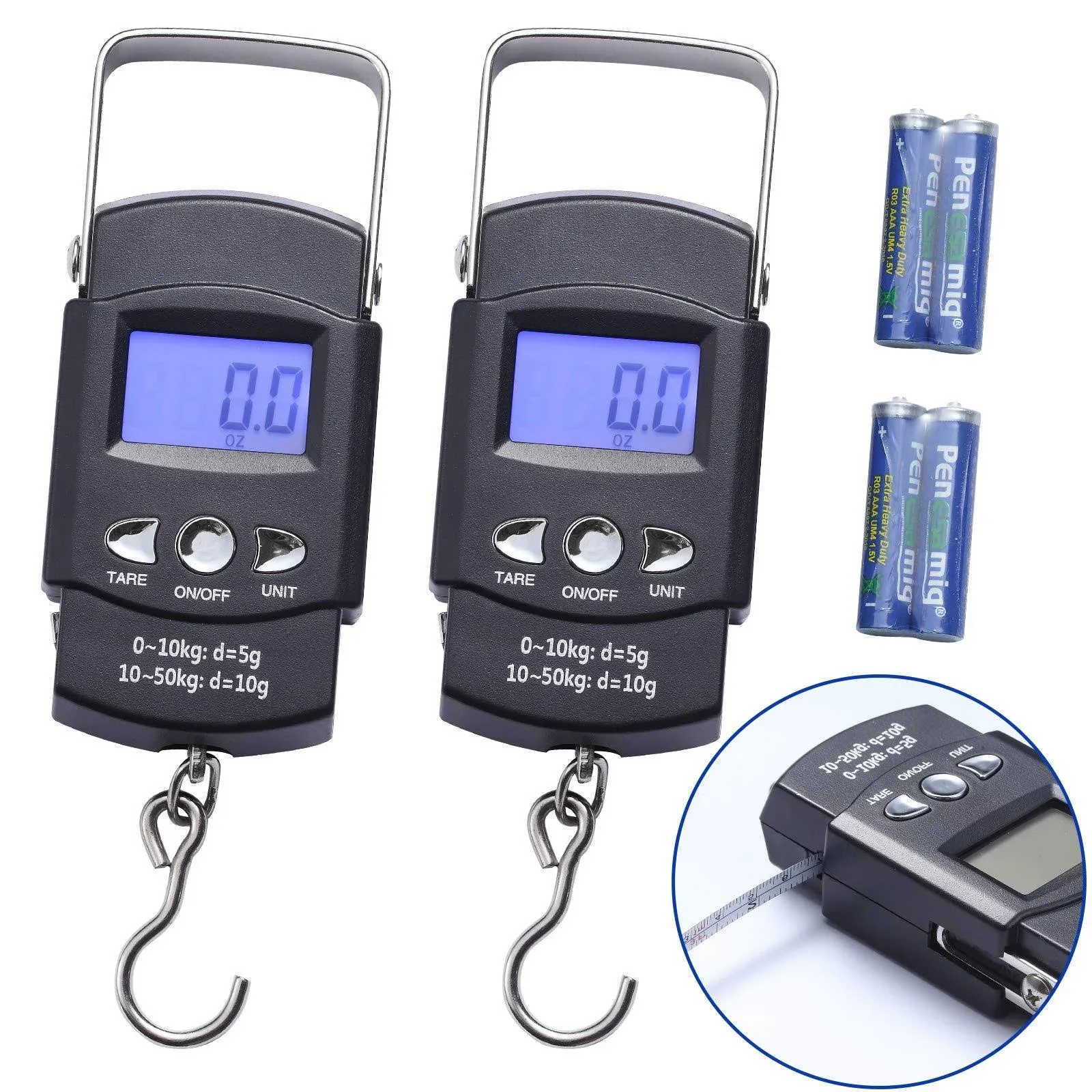 2 Pack Fish Scales Portable Luggage Weight Scale With Backlit Lcd Display 110lb 