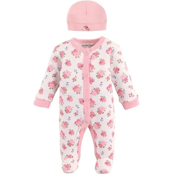 Luvable Friends Baby Girls' Cotton Preemie Sleep and Play and Cap