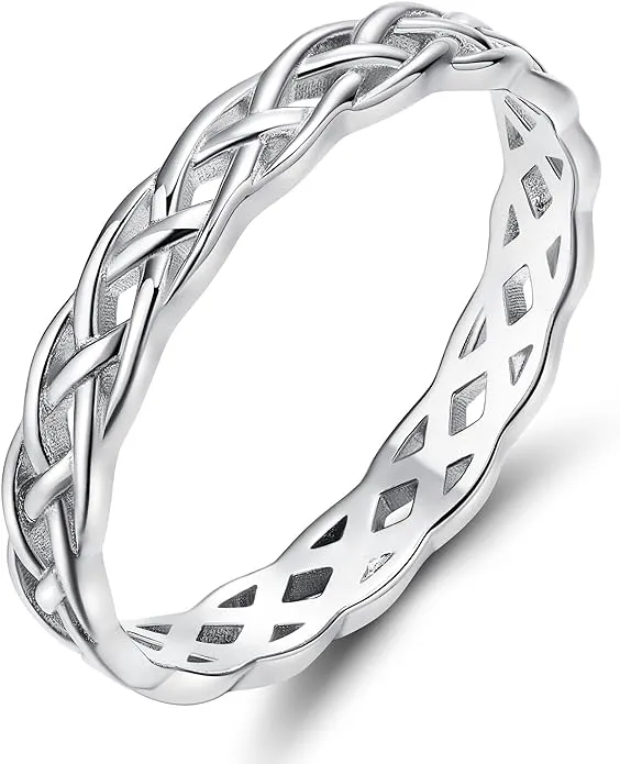 925 Sterling Silver Ring 4mm Eternity Celtic Knot Wedding Band for Women Size 3-13