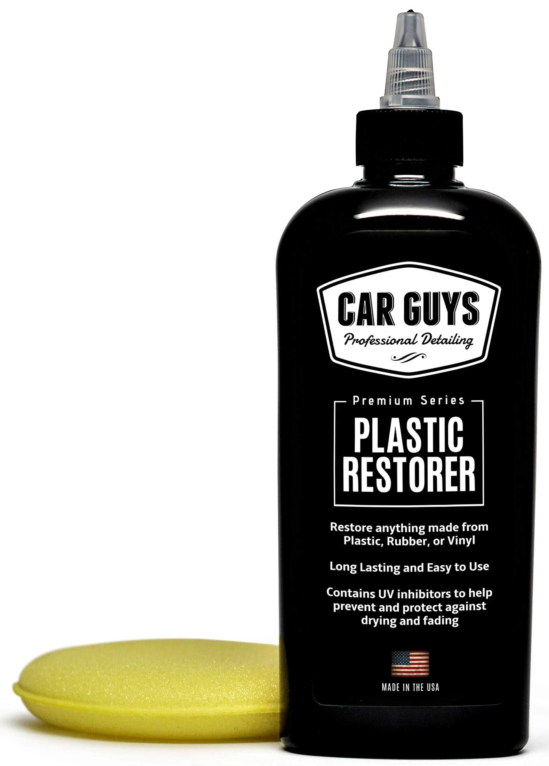 CAR GUYS Plastic Restorer | Bring Plastic, Rubber, and Vinyl Back to Life! | User Friendly Trim Restorer | Safe Auto Detailing Supplies | 8 Oz Kit with Foam Applicator