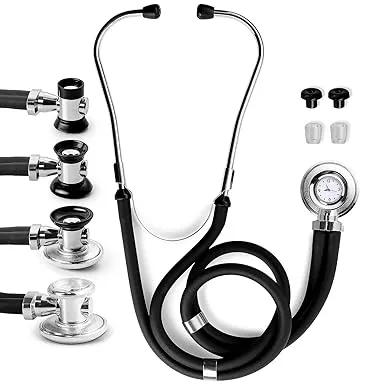 Primacare DS-9298 Black Medical Clock Stethoscope with Analog Watch