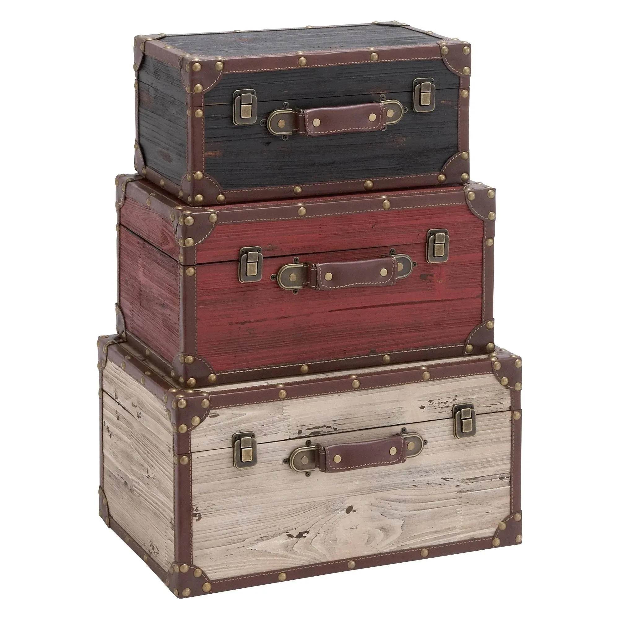 Woodland Imports Benzara Wood Trunk - Set of 3