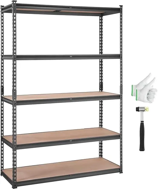 VEVOR Storage Shelving Unit 5-Tier Adjustable 2000 lbs Capacity Heavy Duty Garage Shelves Metal Organizer Utility Rack Black 48" L x 18" W x 72"