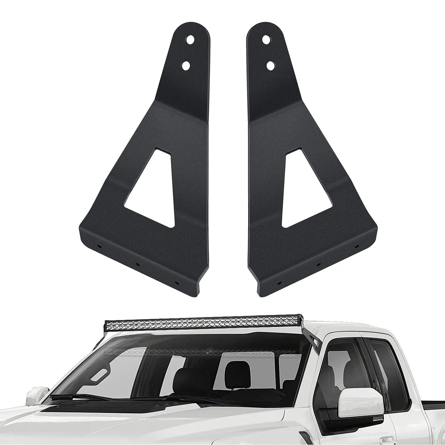 Nilight 2PCS 52 inch Curved LED Light Bar Bracket at Upper Windshield Roof Cab for 2004-2018 Ford F150 & SVT Raptor