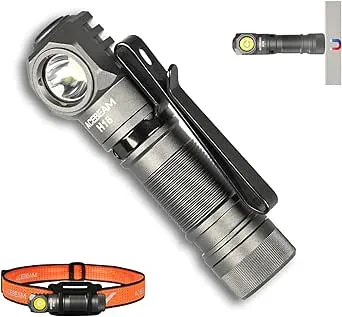 ACEBEAM H16 1000 High Lumens Rechargeable Led Headlamp, EDC AA Right Angle Flashlight, Pocket Mini Small Flashlight with Clip for Camping, Running, with Headband kit(Cool White 6500K)