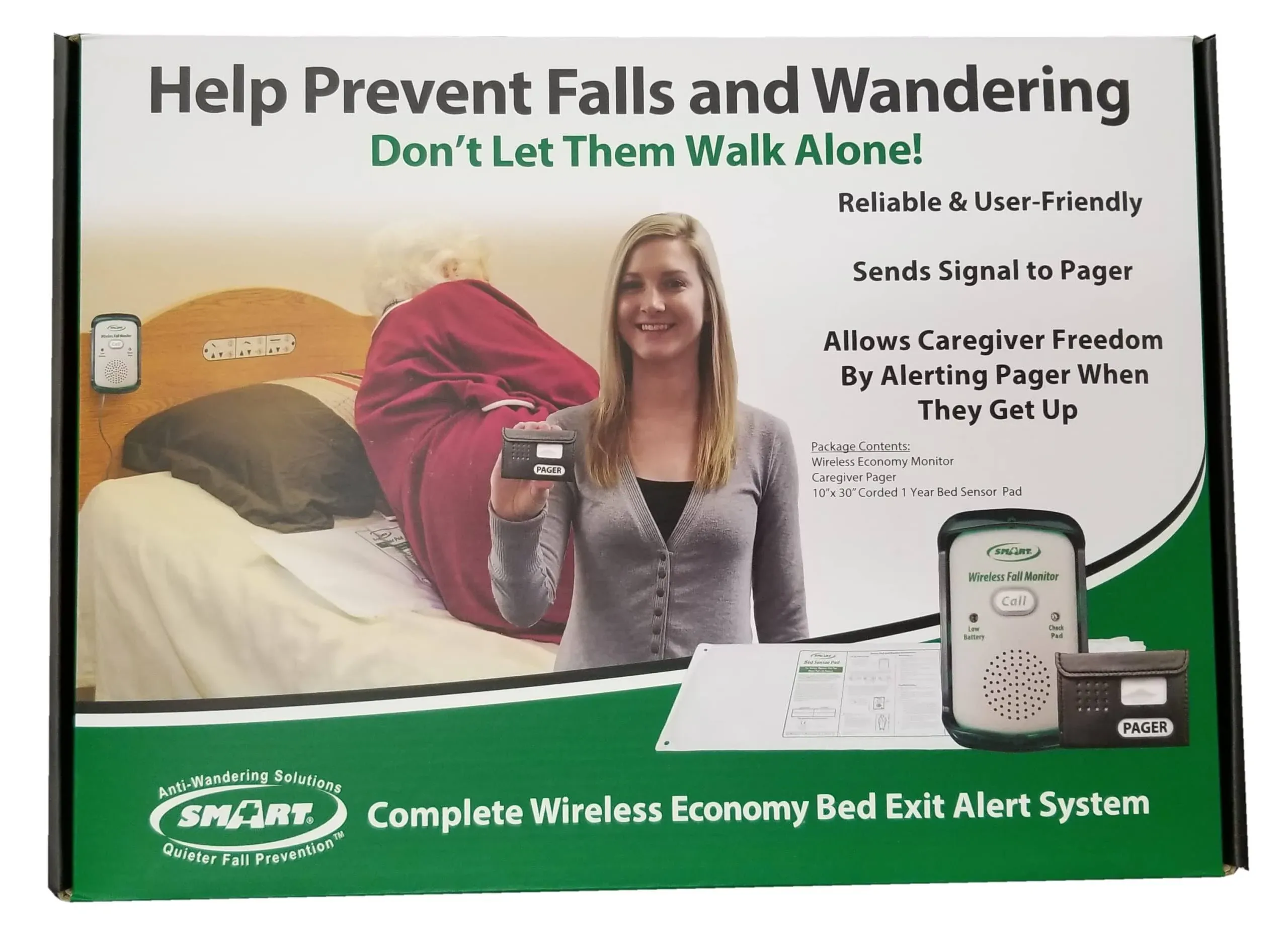 Smart Caregiver Complete Wireless Economy Bed Exit Alert System, Bed Pad &amp; Pager