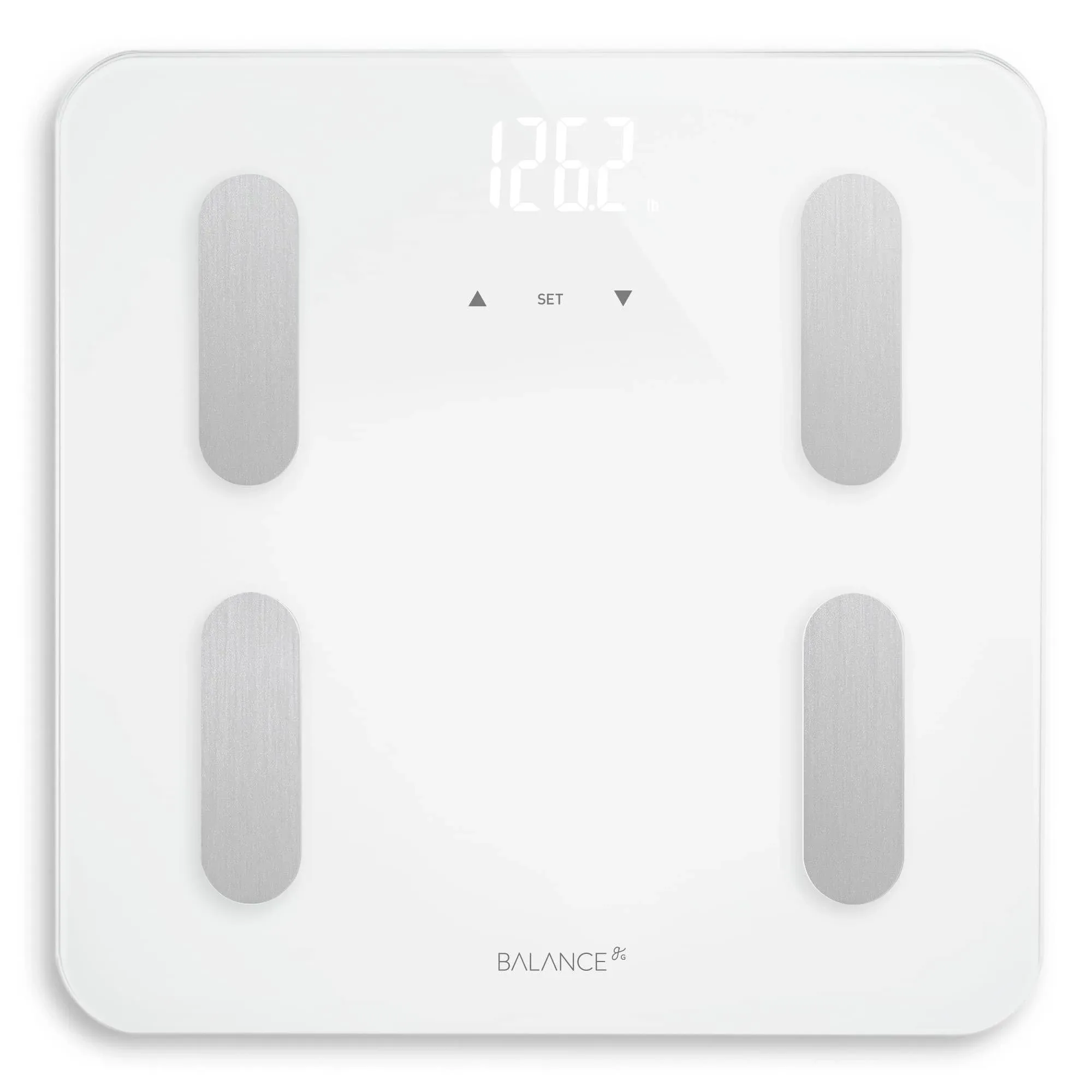 Greater Goods Balance Body Composition Glass/Plastic Personal Scale, White