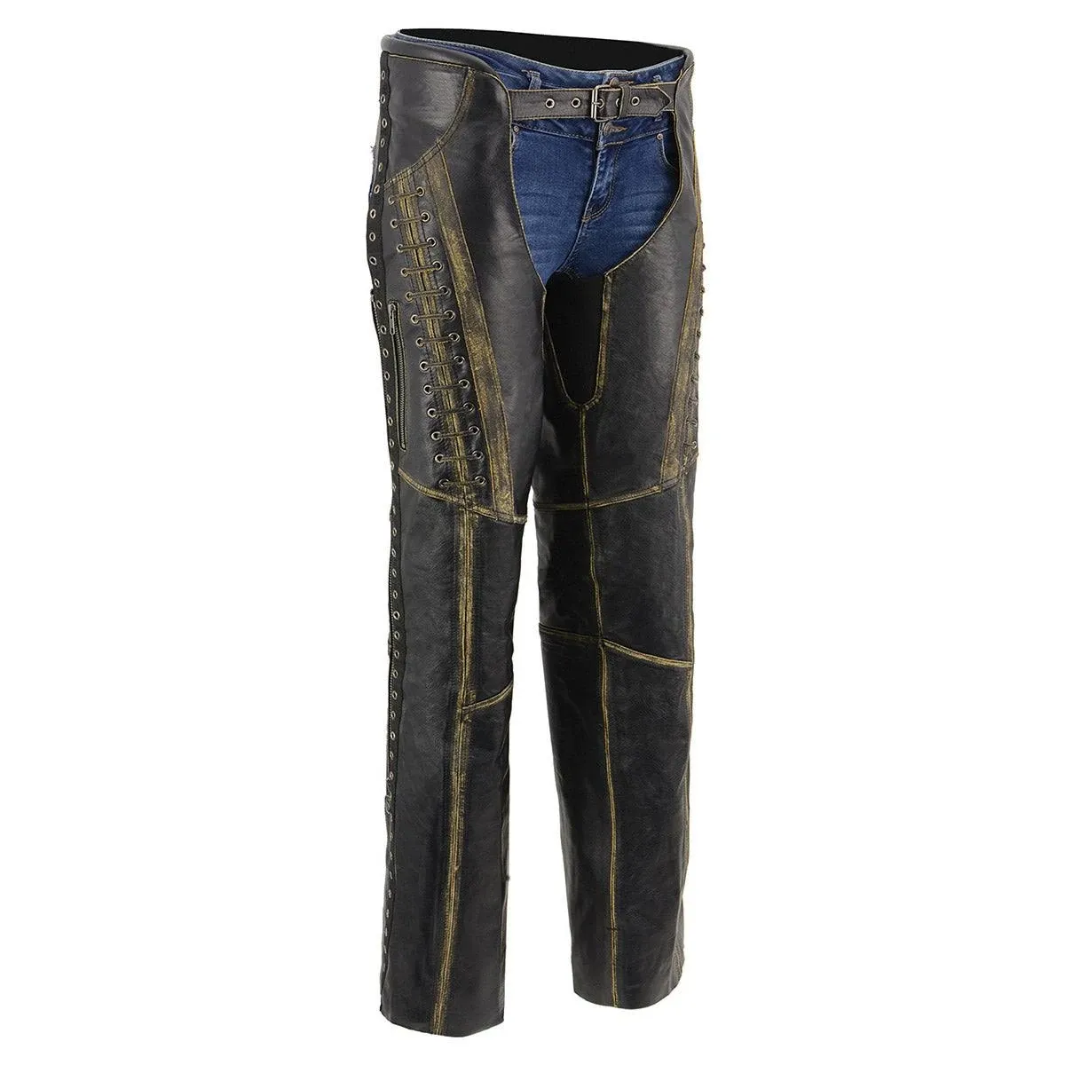 Milwaukee Leather Chaps for Women Black Premium Skin Rubbed Seams-