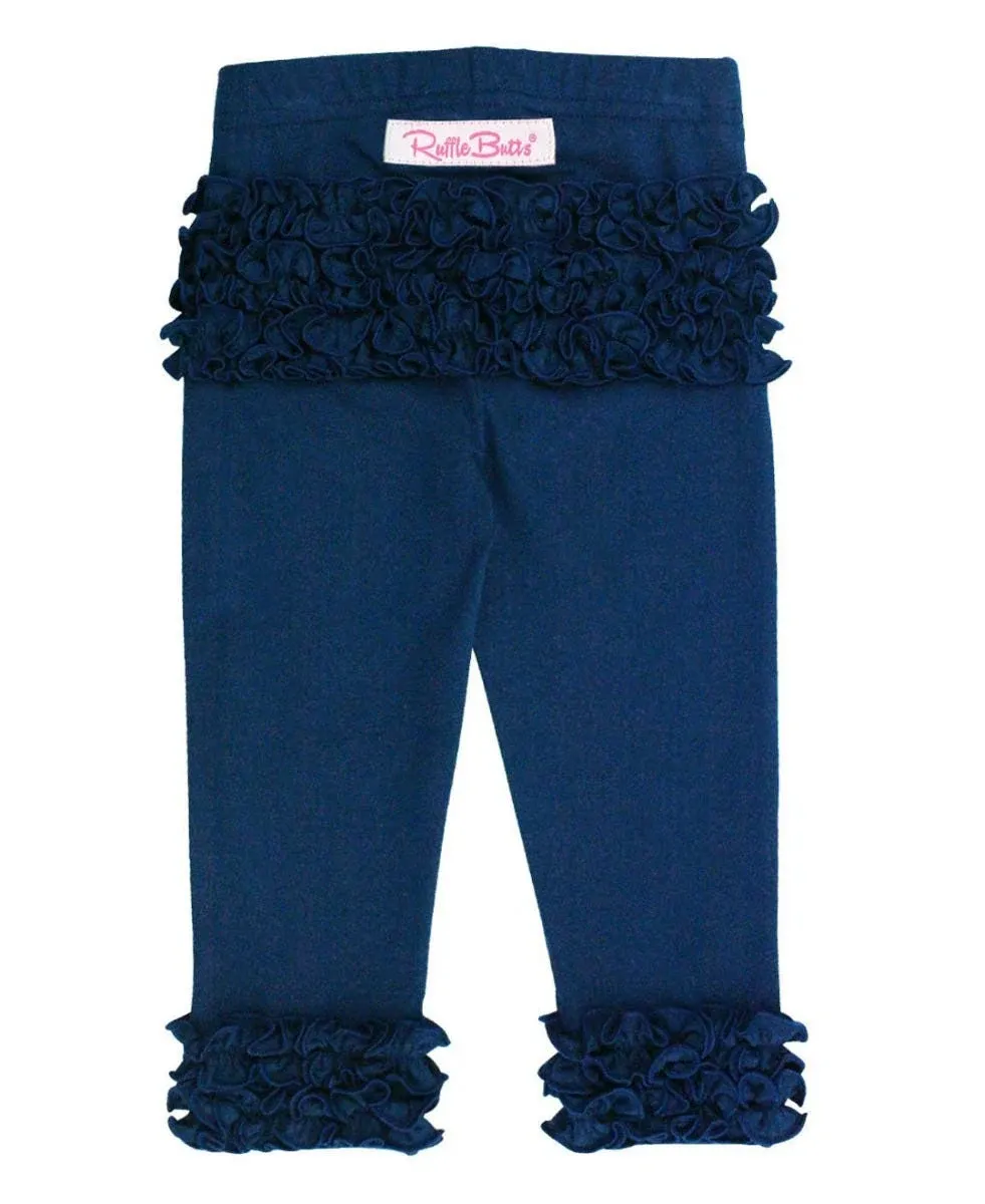 RuffleButts Navy Everyday Ruffle Leggings - 2T/3T