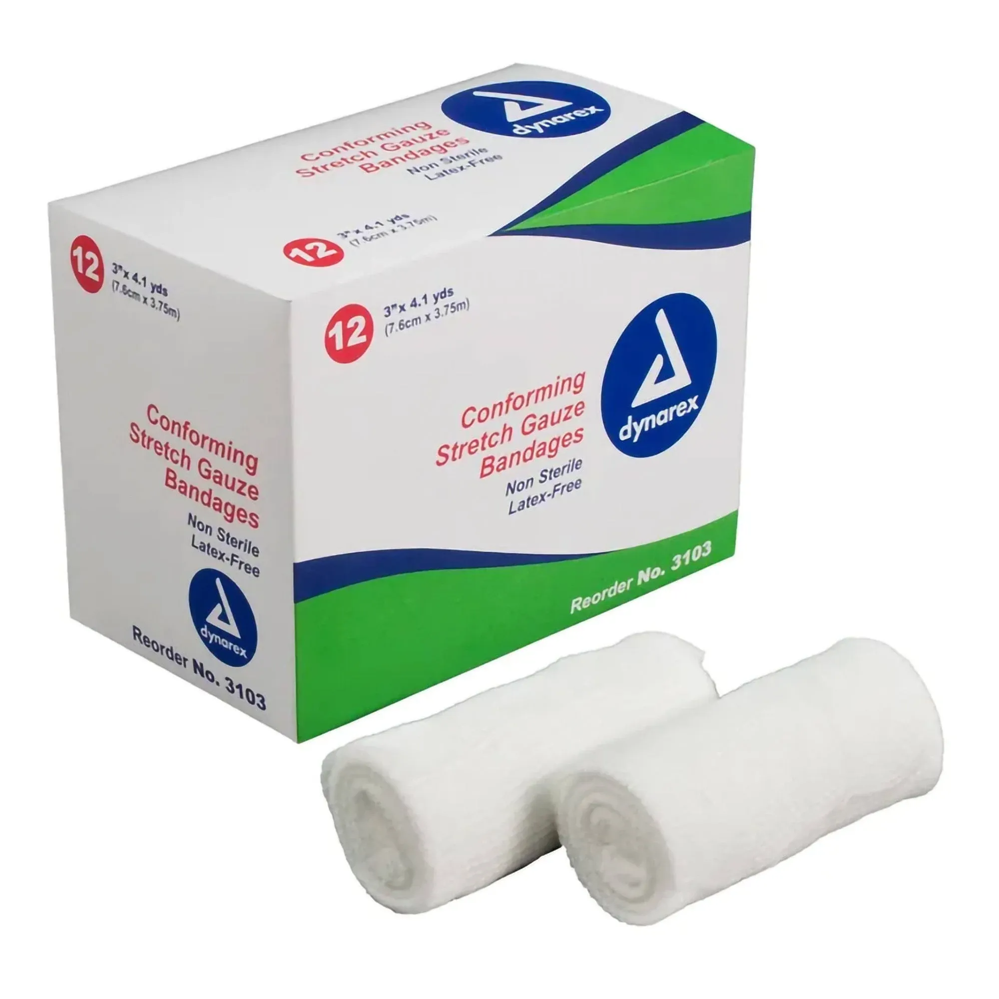 Dynarex Conforming Stretch Gauze Bandages 3 inch Non-Sterile