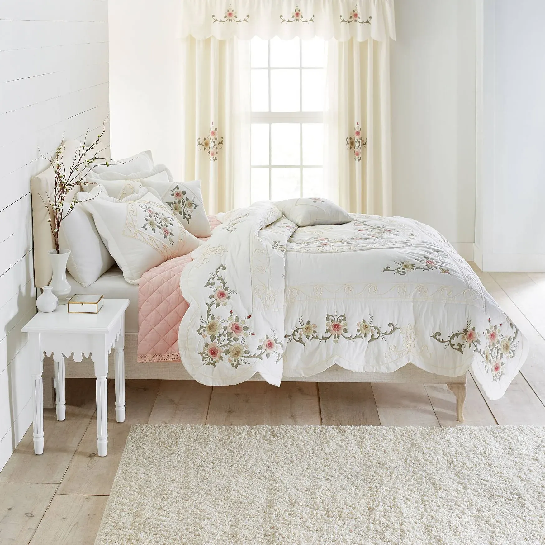 Ava Oversized Embroidered Cotton Quilt by BrylaneHome