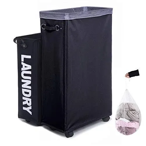 Laundry Hamper Rolling Laundry Basket Collapsible Tall Slim Laundry Hamper With 