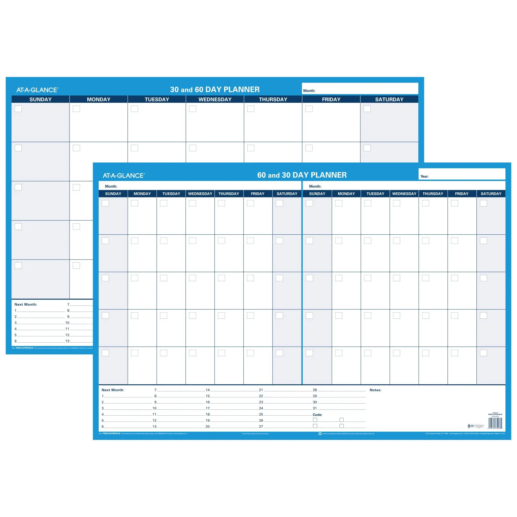 At-a-glance 30/60-Day Undated Horizontal Erasable Wall Planner, 36 x 24, White ...