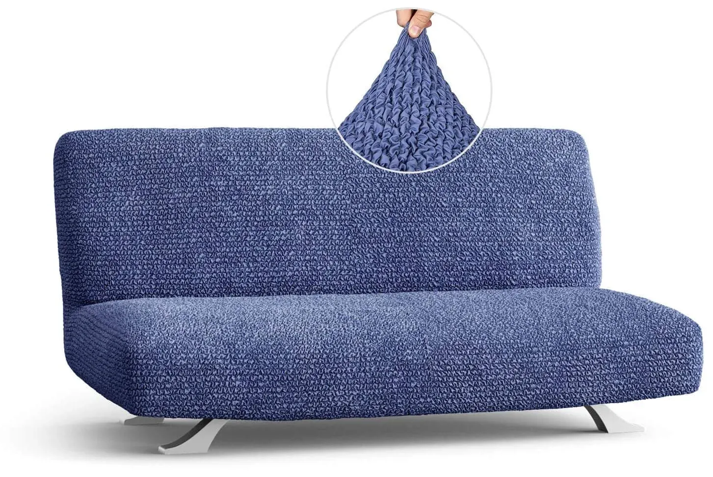 PAULATO by GA.I.CO Sofa Bed Cover Solid Armless Futon Stretch Slipcover - Blue