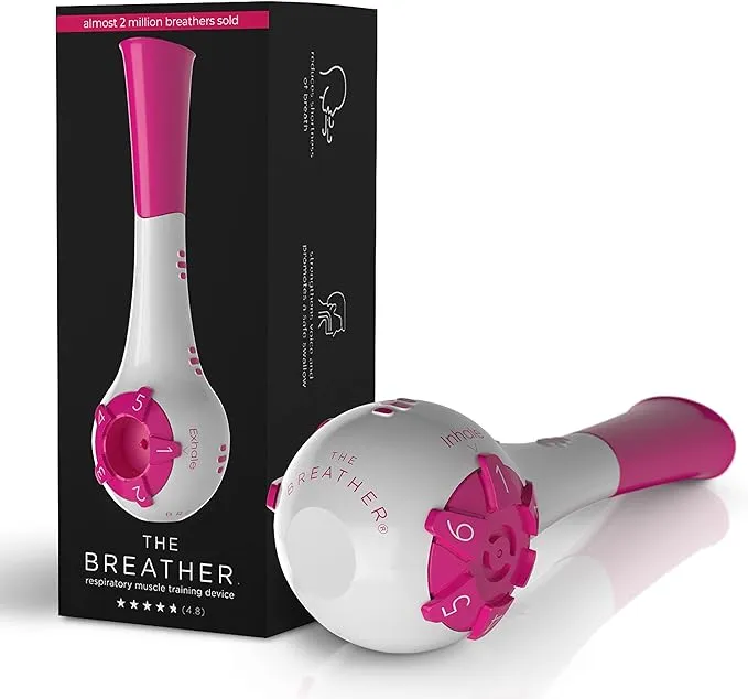 Breather Pink Natural Breathing Exerciser Trainer for Drug-Free Respiratory Therapy Breathe Easier with Stronger Lungs GUIDED Mobile Training