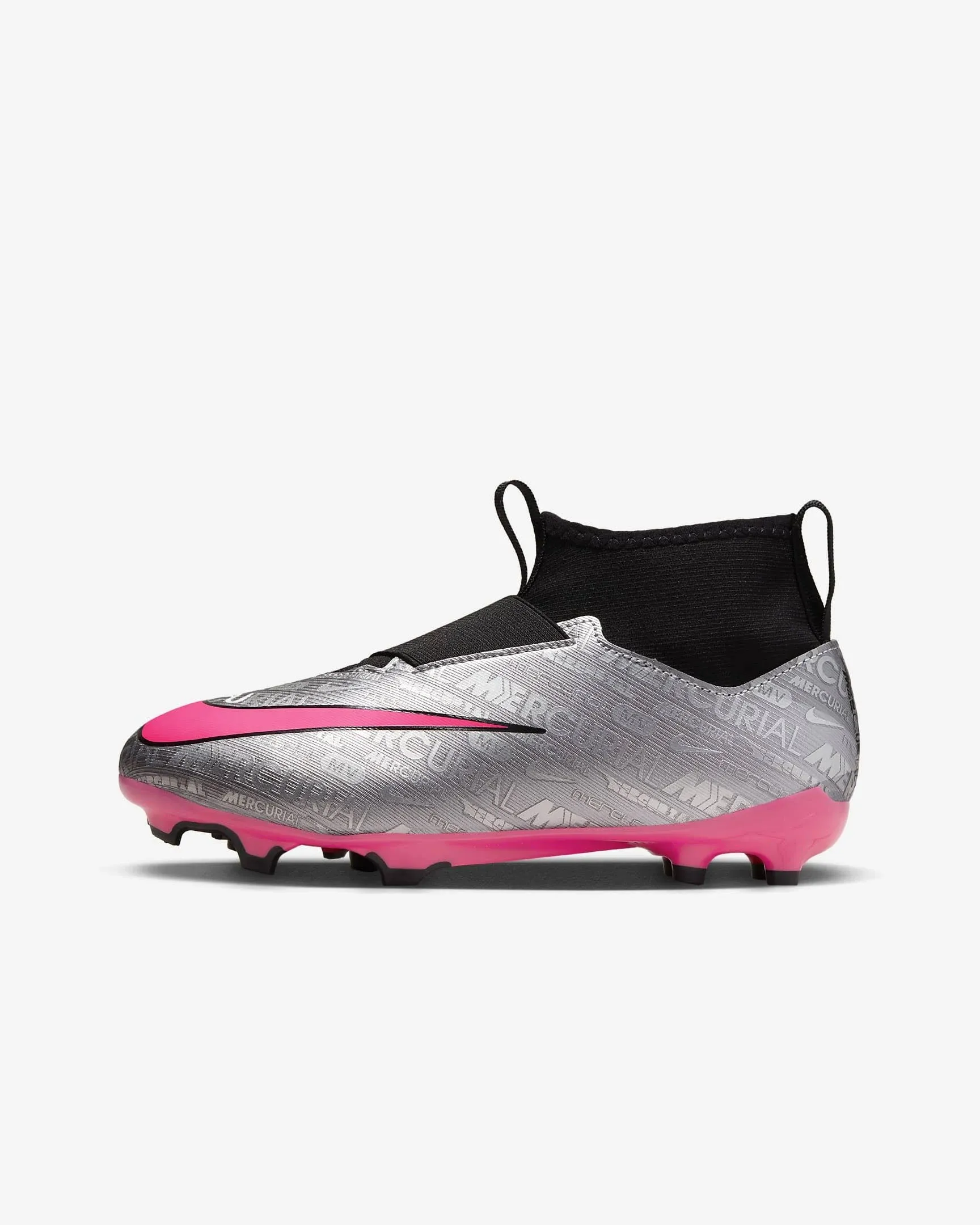 Nike Kids Zoom Mercurial Superfly 9 Academy XXV FG/MG Silver/Pink, 2.5