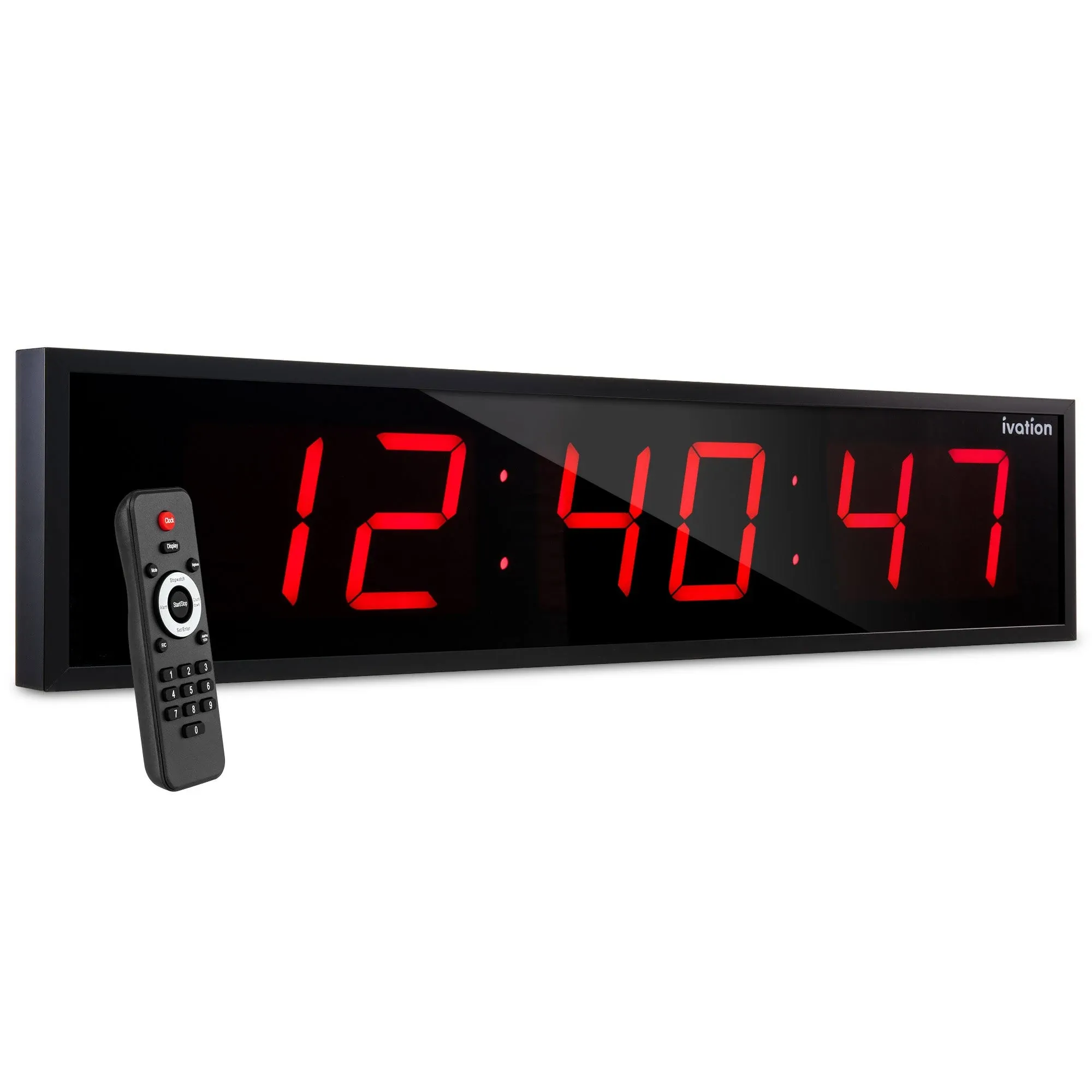 Ivation Large Digital Clock, 36 in. LED Wall Clock with Stopwatch, Alarms, Timer, Temp & Remote, White