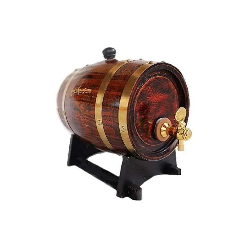 Premium OakAged Sensations (3 Liter) Home Whiskey Barrel Dispenser for Wine, Spirits, Beer, and Liquor! Holds Entire Bottle/Handle