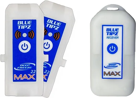 Deep Freeze BlueTipz Transmitter (2 Pack) MAX 22 + Receiver/Booster MAX Ice Fishing Tip Up Alert System (Combo Pack)