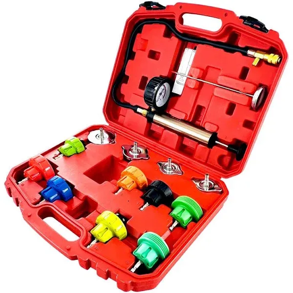 HZAUTOS 14pcs Pressure Leak Tester Tool Kit Radiator Pump for Automotive Cooling ...