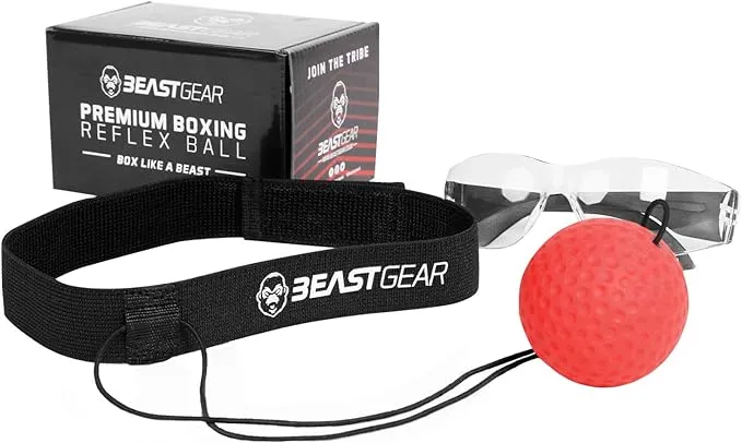 Beast Gear Boxing Reflex Ball - Reaction Ball Headband with Safety Glasses for ...