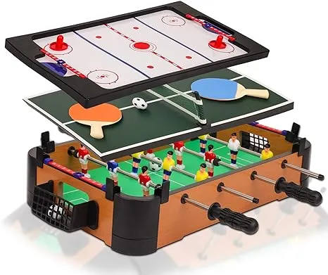 Point Games 3 in 1 Small Multi Game Set, Foosball, Air Hockey, Table Tennis -...