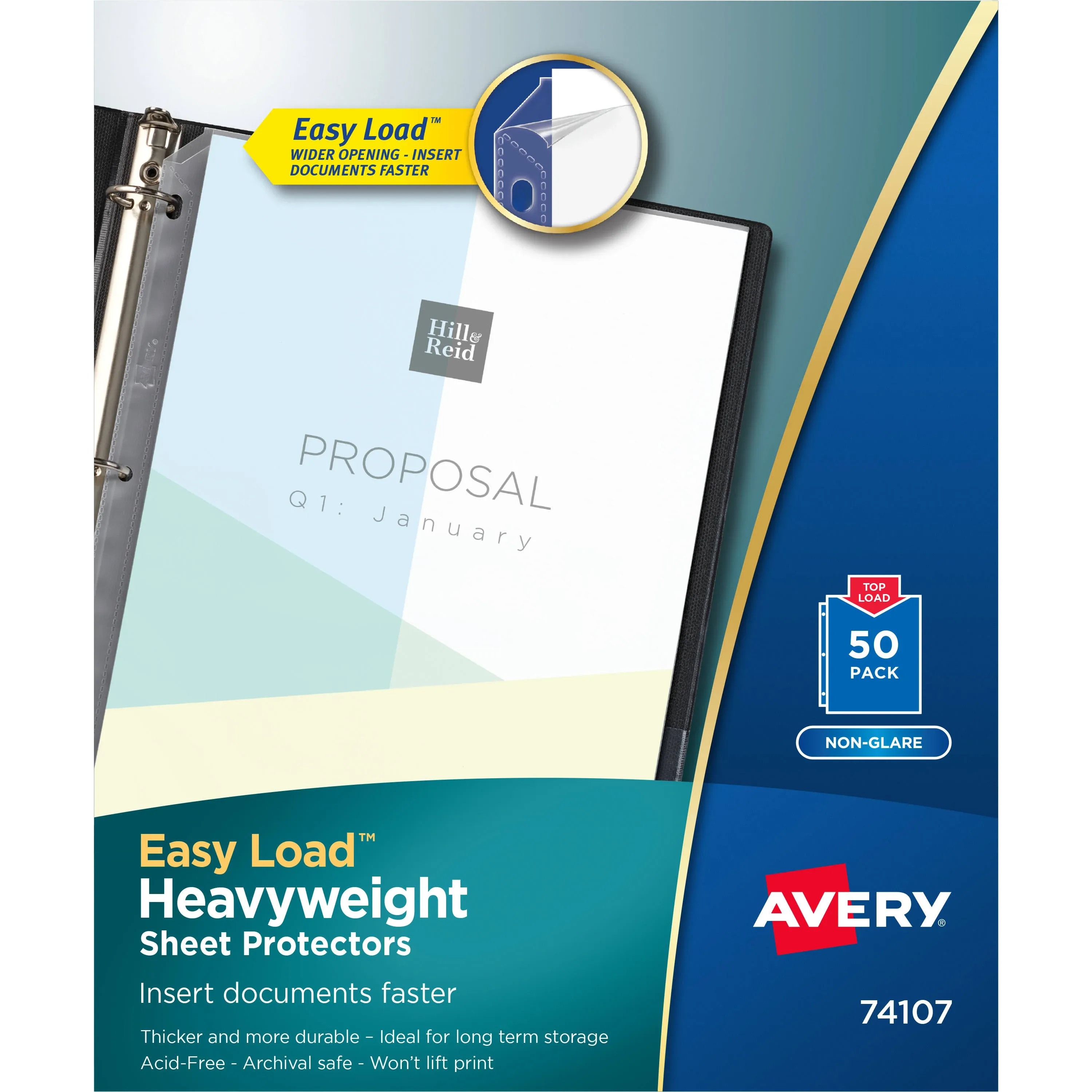 Avery Top-Load Poly Sheet Protectors Heavy Gauge Letter Nonglare 50/Box