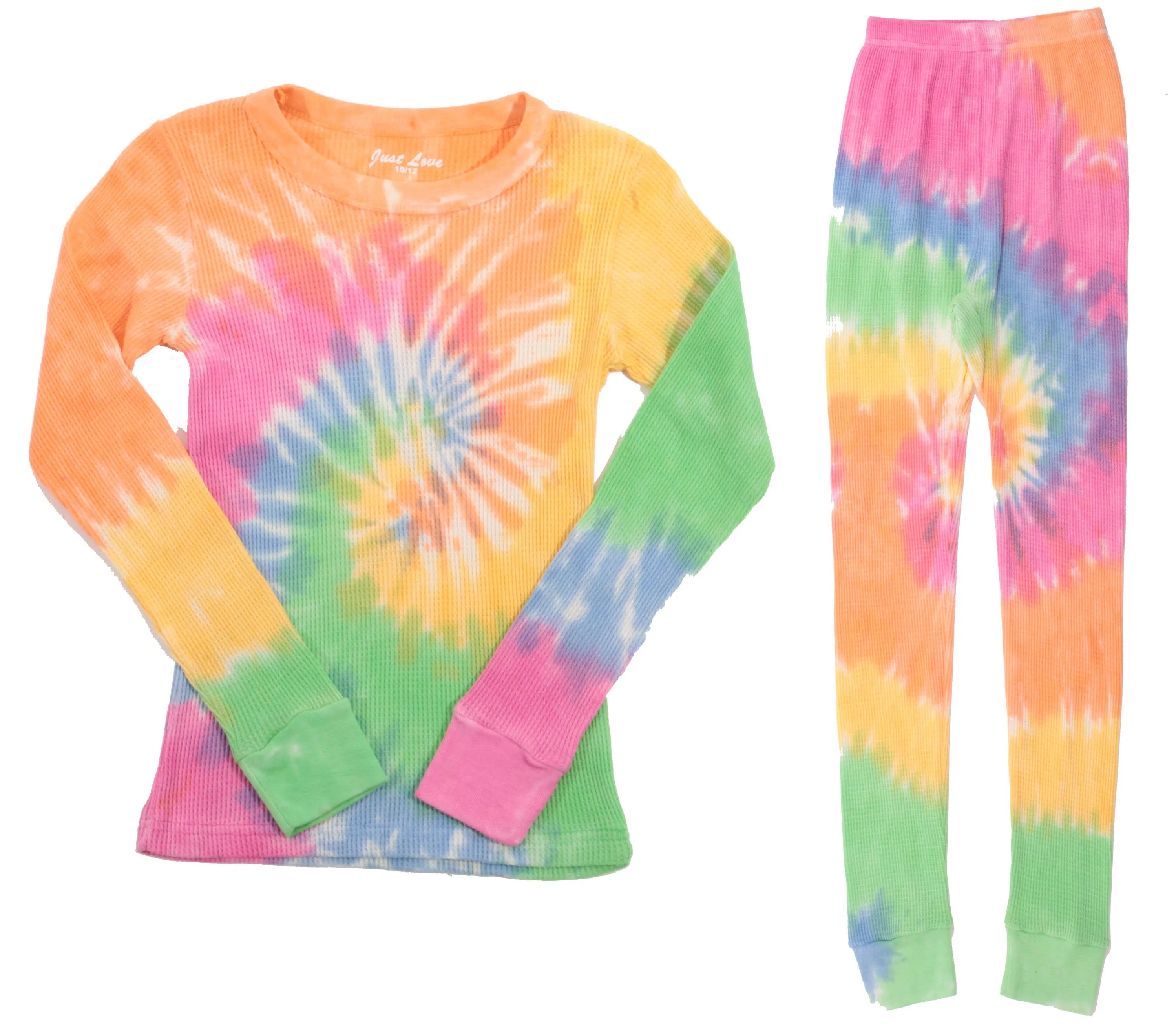 Just Love Girls Tie Dye Two Piece Thermal Underwear Set (Tie Dye Pastel, 5-6)