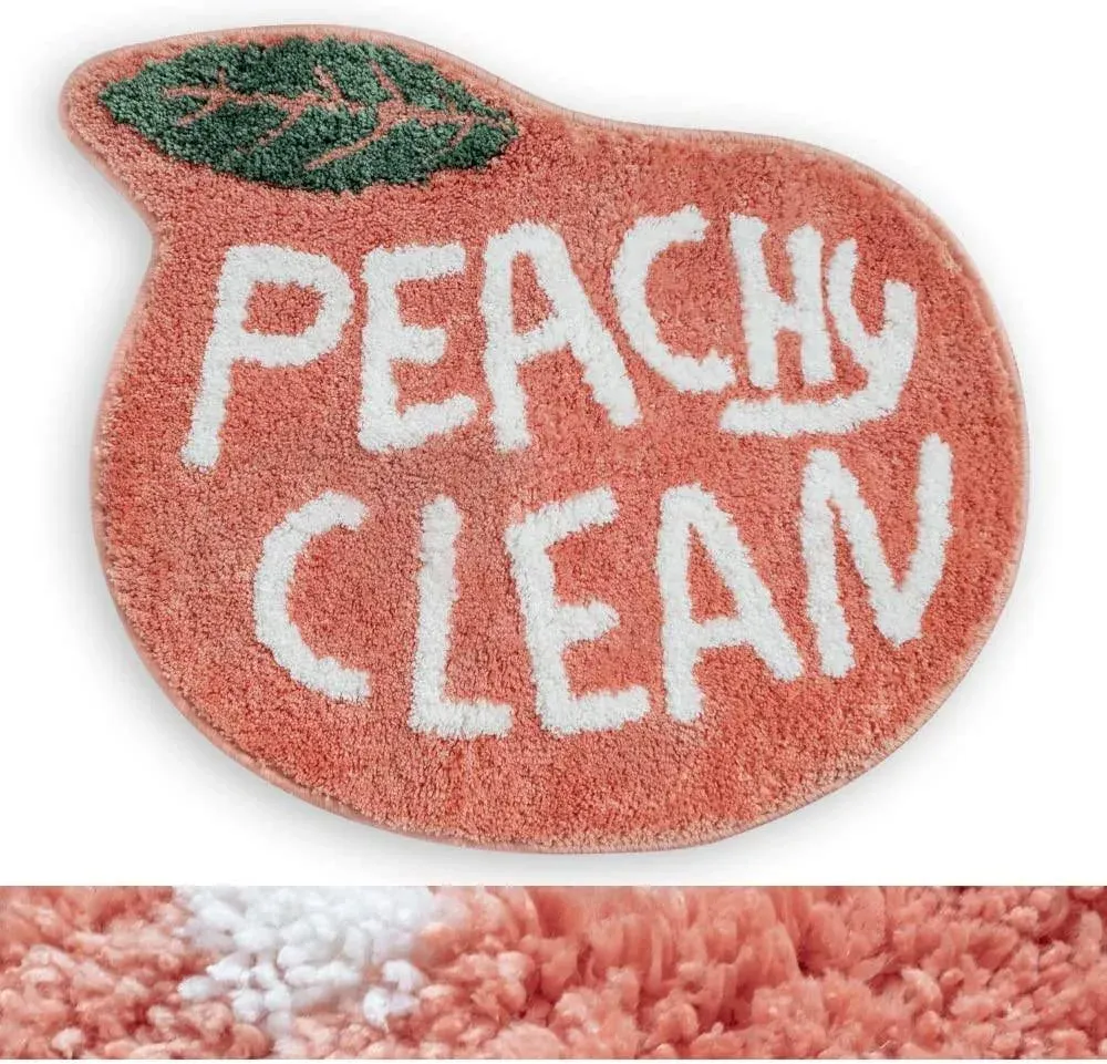 Rora Peach Bath Mat Peachy Clean Bath Mats for Bathroom Non Slip Coral Pink ...