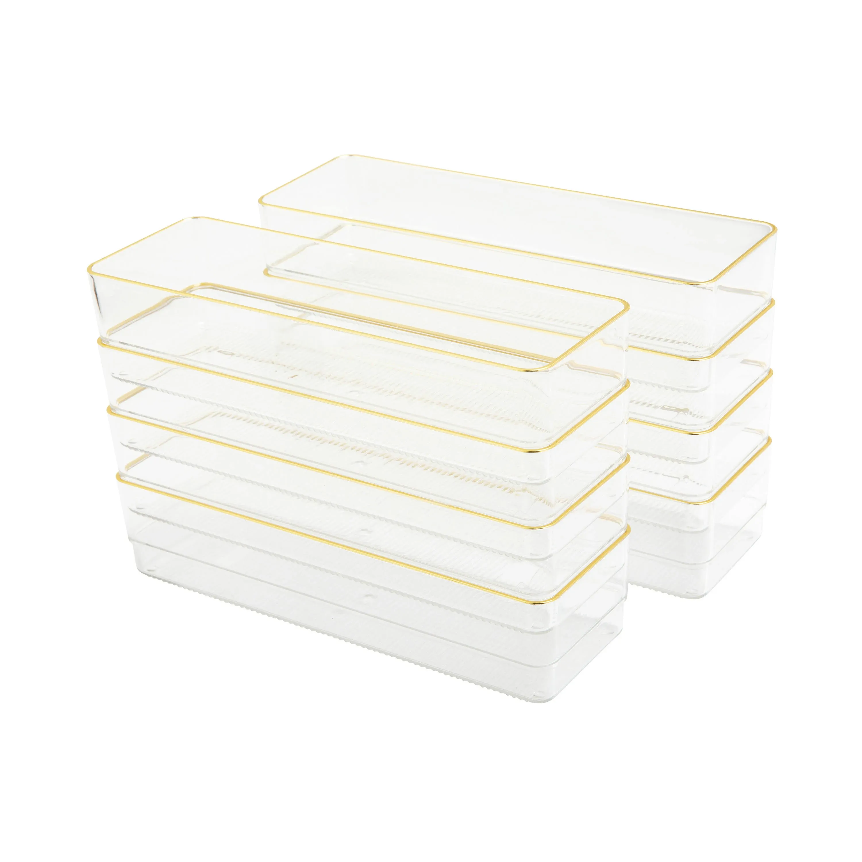 Martha Stewart Kerry Plastic Stackable Office Desk Drawer Organizers, 9" x 3", 8 ...