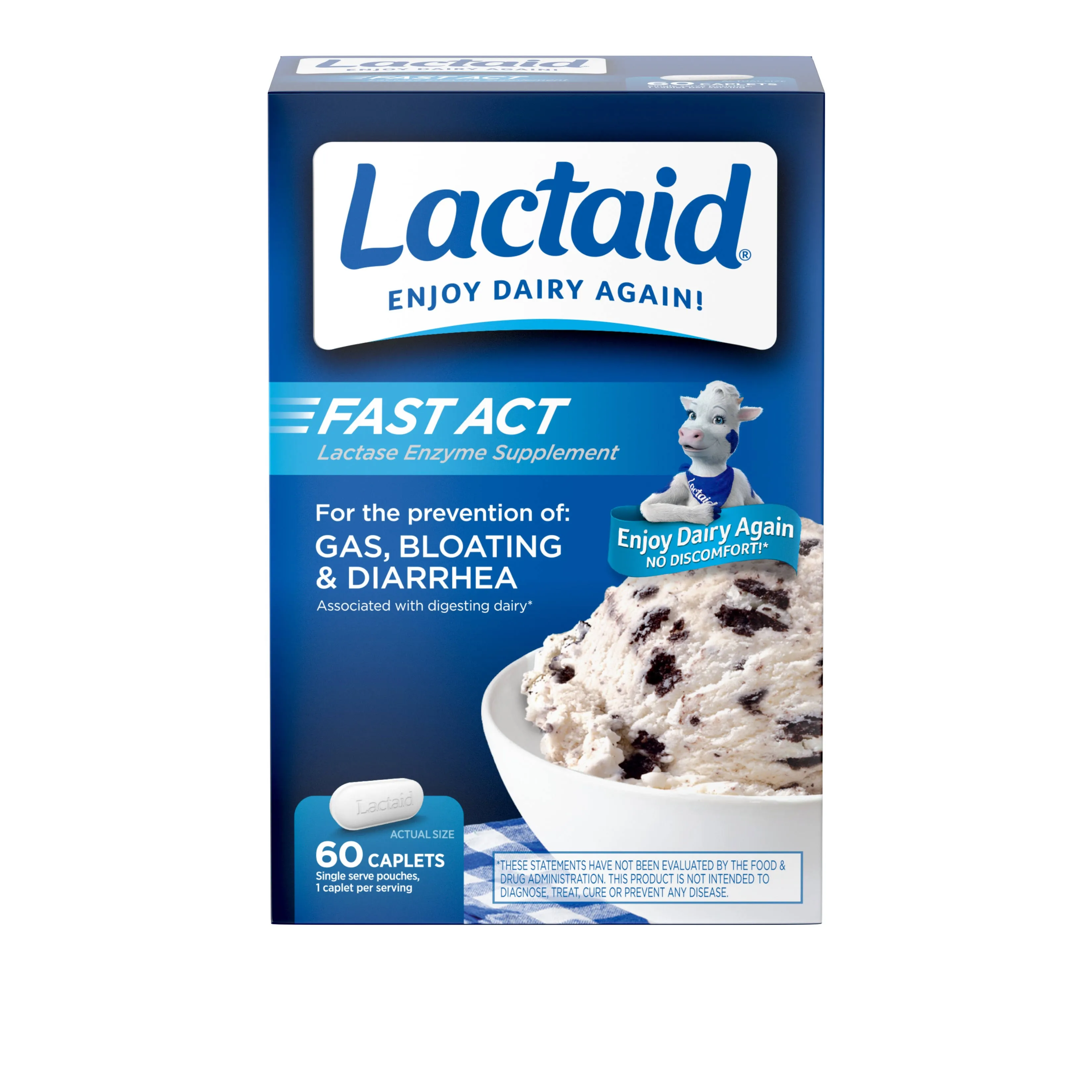 Lactaid Fast Act Lactase Enzyme, Caplets - 60 count