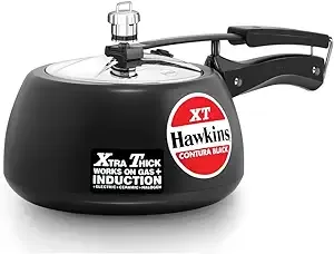 Hawkins CXT30 Contura Hard Anodized Induction Compatible Extra Thick Base Pressure Cooker, Black, 3L, 3 L