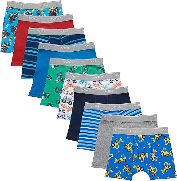 Hanes Boys' 10-Pack Tagless Cotton Boxer Briefs