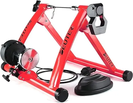 Bike Trainer, Magnetic Bicycle Stationary Stand for Indoor Exercise Riding, 26-29" & 700C Wheels, Quick Release Skewer & Front Wheel Riser Block Included