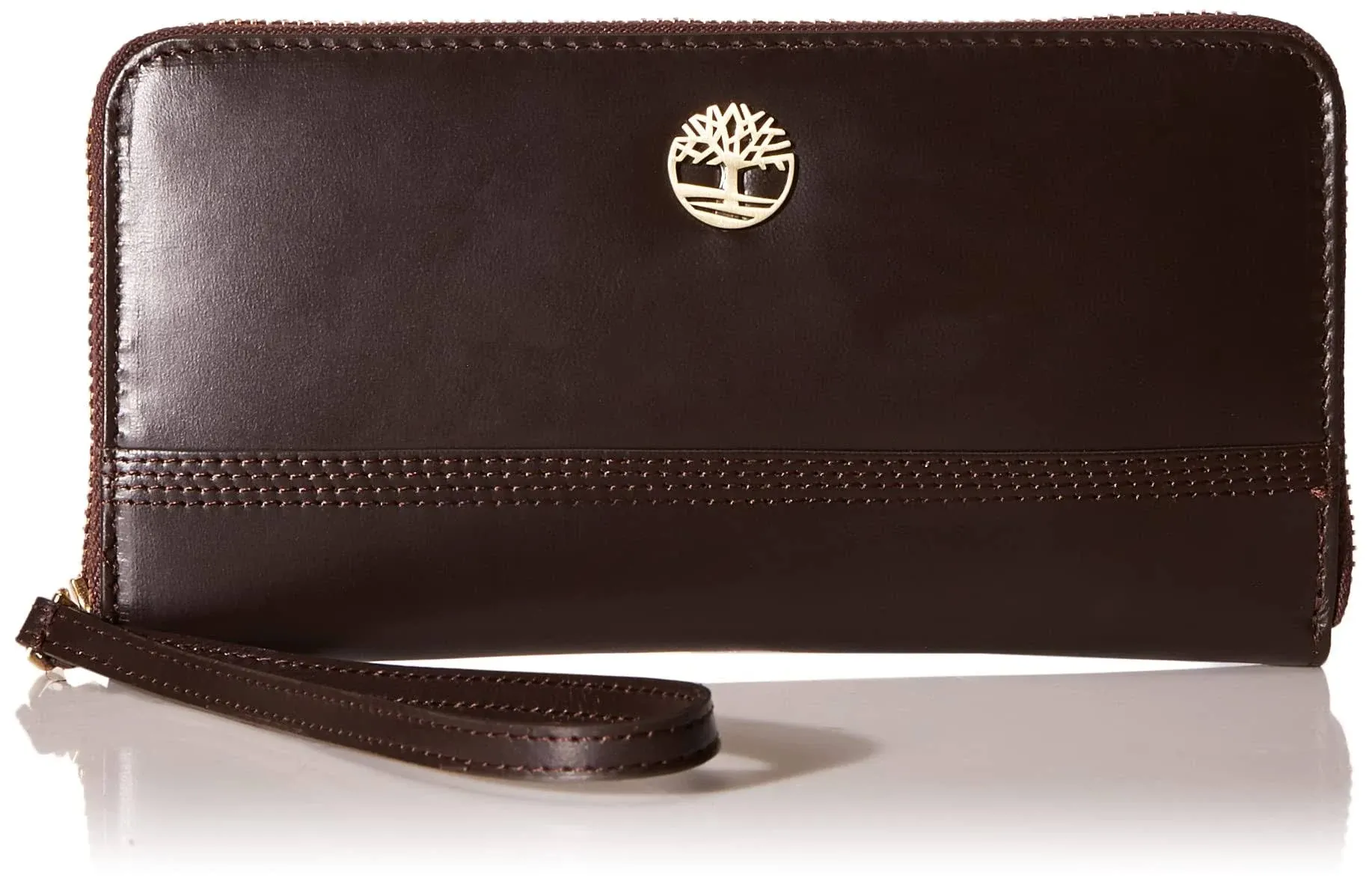 Timberland Women's Leather RFID Zip Around Wallet Clutch with Strap Wristlet