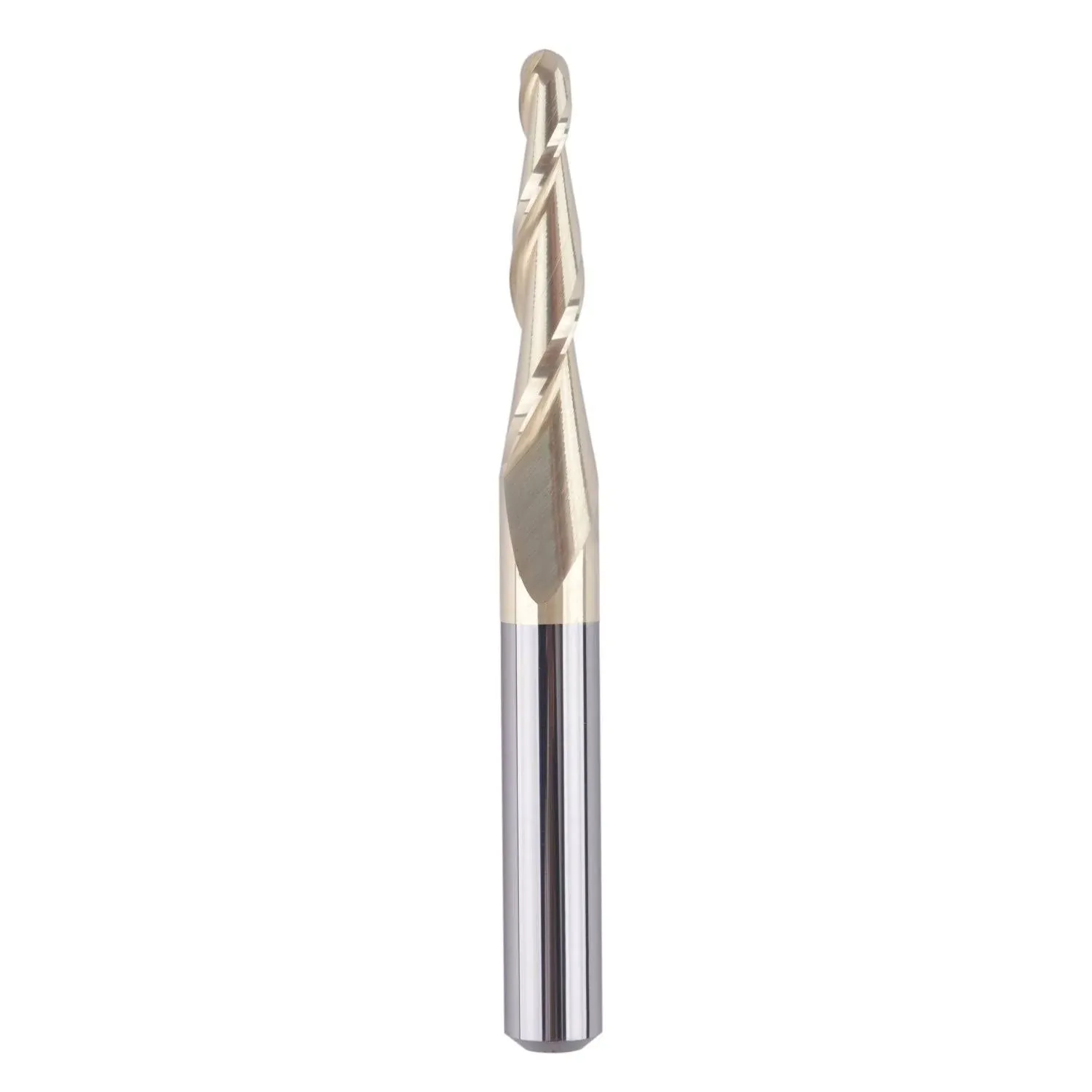 SpeTool W01014 CNC 2D and 3D Carving 3.58 Deg Tapered Angle Ball Nose 1/16" Radius x 1/4" Shank x 1" Cutting Length x 2-1/2" Long 2 Flute SC ZrN Coated Upcut Router Bit