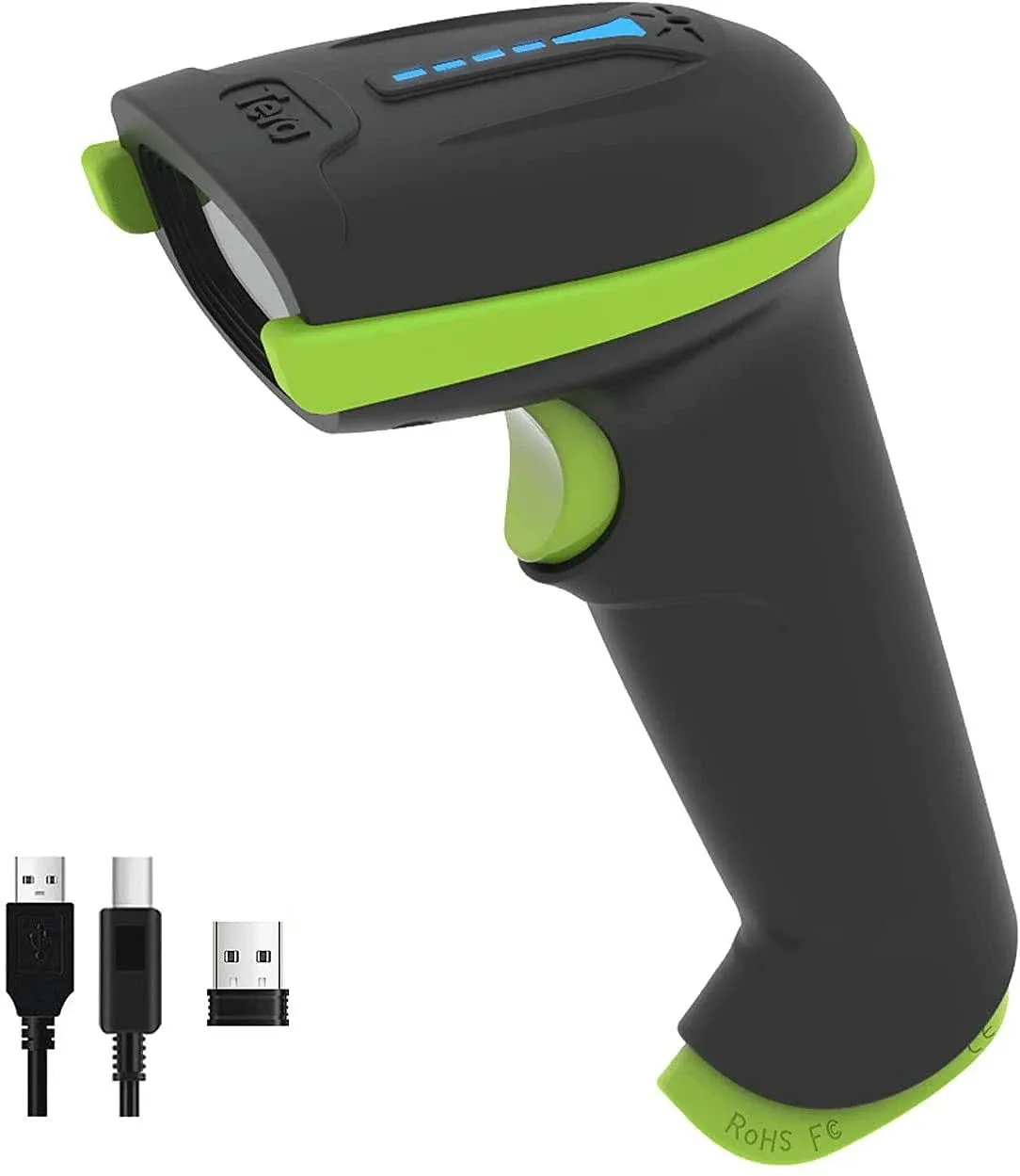 Tera Barcode Scanner Wireless 1D Laser Cordless Barcode Reader with Battery Level Indicator, Versatile 2 in 1 2.4Ghz Wireless and USB 2.0 Wired