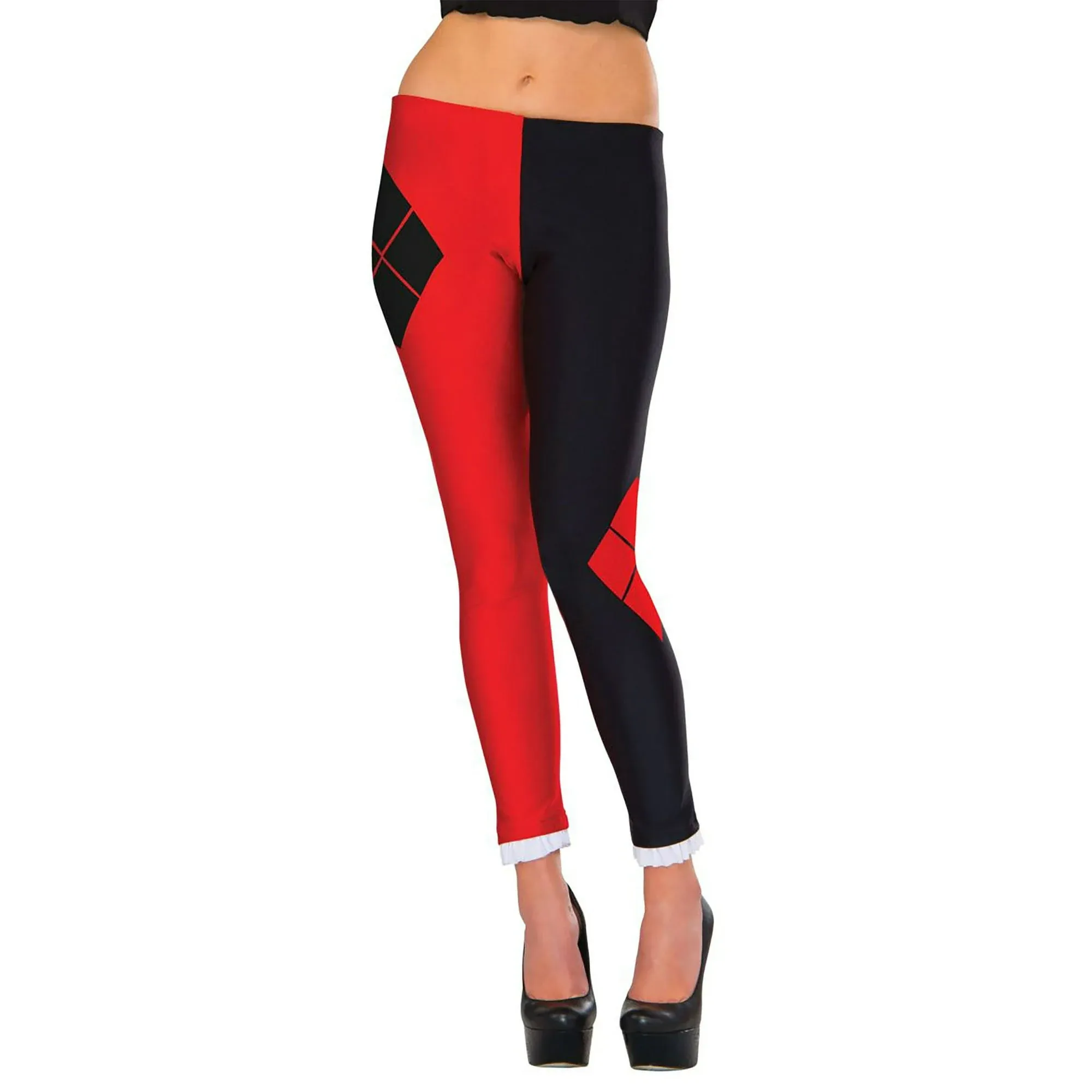 Harley Quinn Leggings Superhero Fancy Dress Up Halloween Adult Costume Accessory