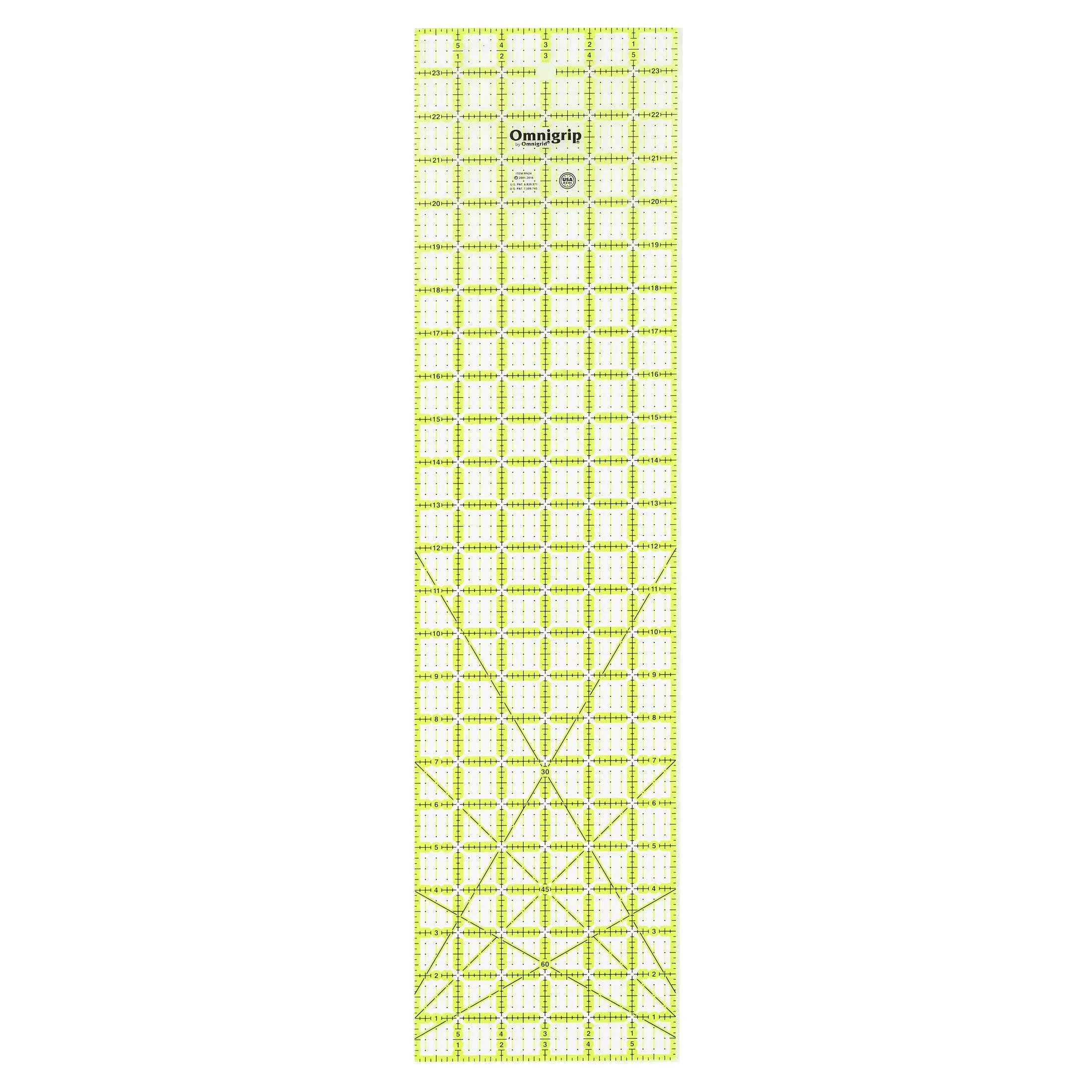 Omnigrid Non-Slip quilter's Ruler, 6" x 24", Neon Green