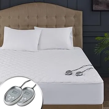 Hyde Lane Dual Control Heated Mattress Pad Full Cotton, Quilted Electric Bed